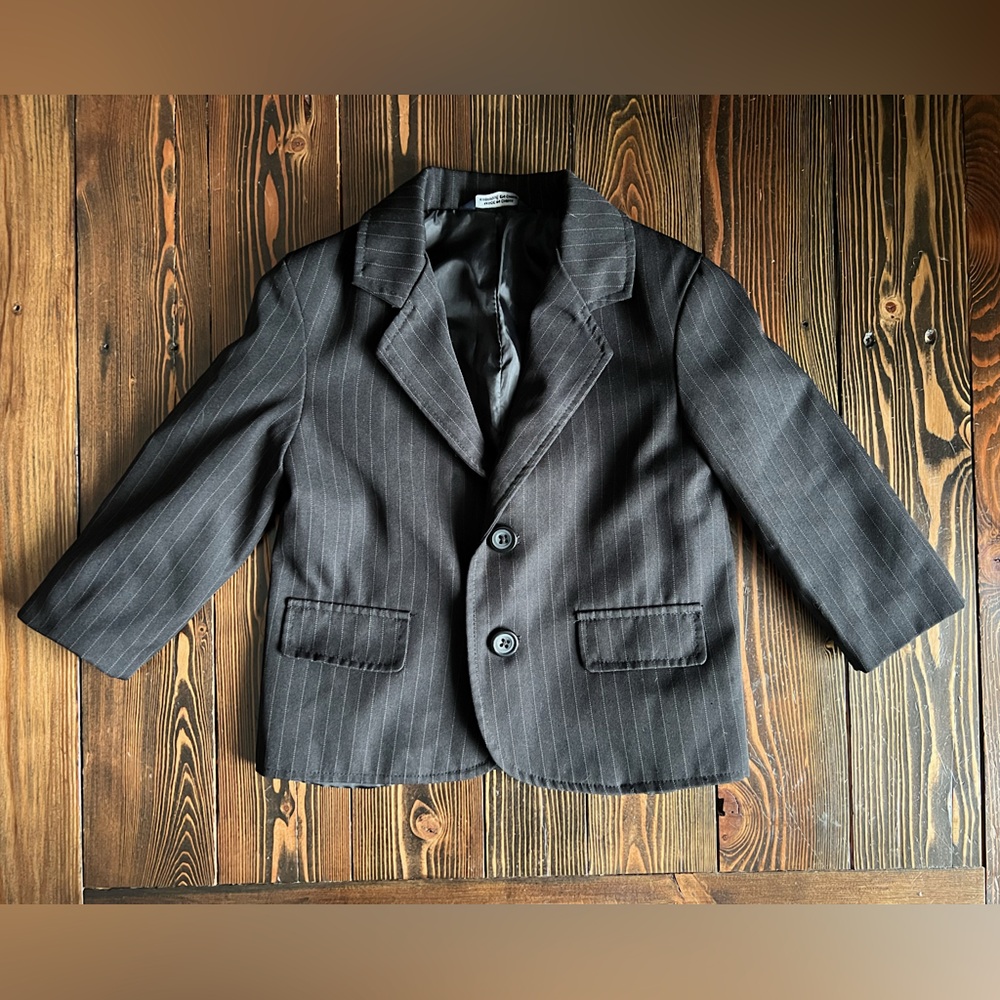 DOCKERS • boys black pinstripe dress suit coat jacket blazer formal preppy • 2T